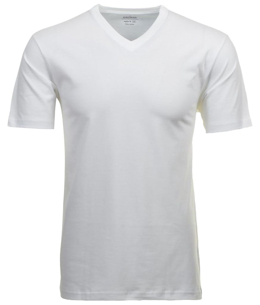 Ragman V-Kragen T-Shirt für Herren in weiß weiß Produktbild 