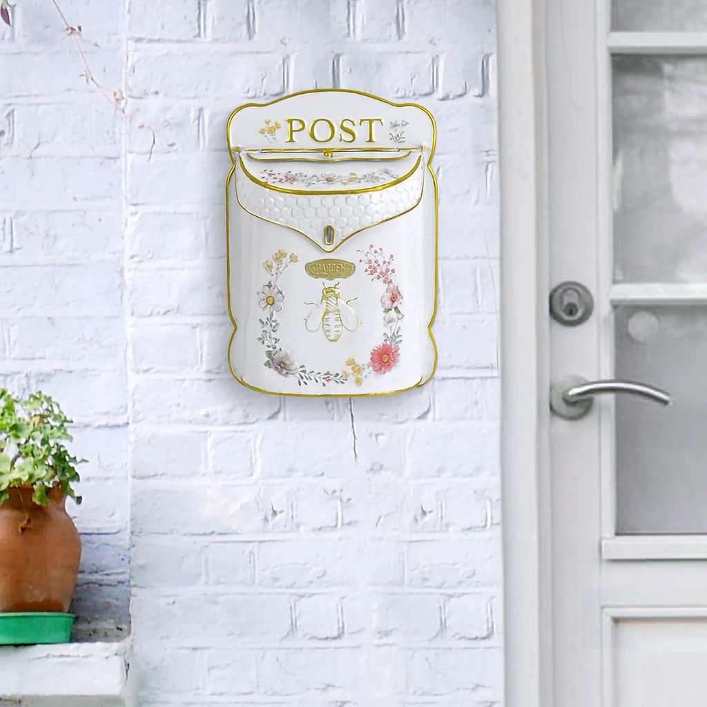 Vintage Antike Postbox Briefkasten Wandhalterung - Außen Antiker Stil Nostalgischer Charme - Wohnkultur Metallbriefkasten Garten Außen Dekoration