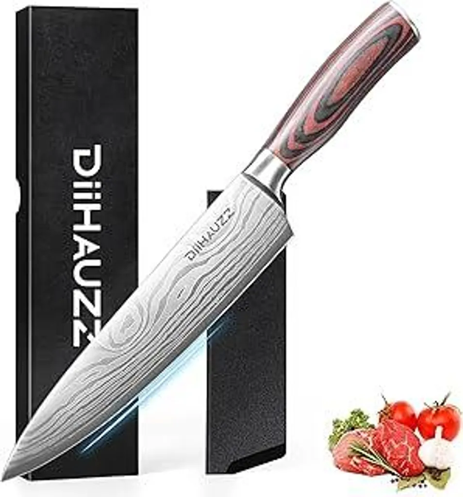 Coltello da Chef 20 cm Acciaio Inox Professionale Affilato come Rasoio