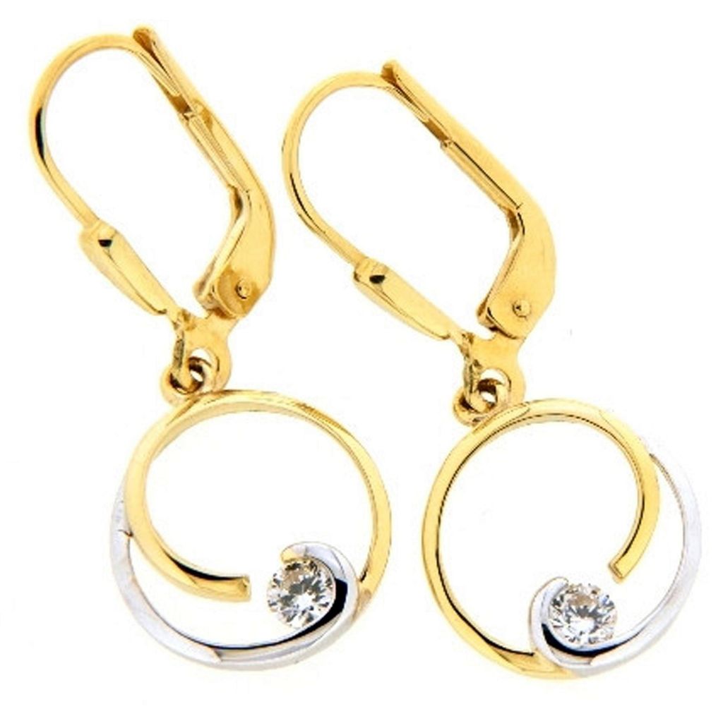 Ohrhänger echt Gold 333 (8 kt) bicolor mit Zirkonia