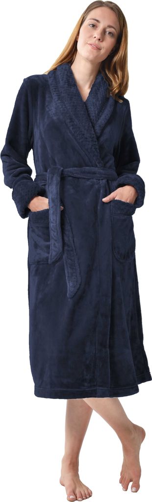 RAIKOU Bademantel aus weichem mit zwei aufgesetzten Taschen und Bindegš¹rtel, nachtblau, 36/38