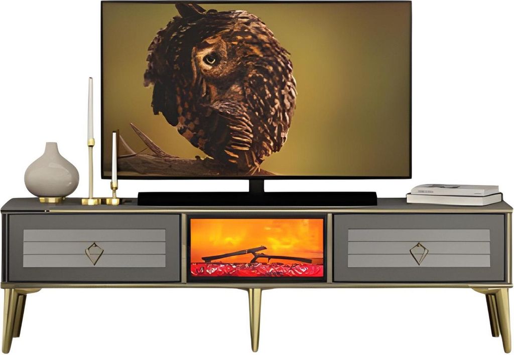 TV Lowboard Sideboard Dekokamin Elektrokamin Wohnzimmerschrank Modern Stilvoll