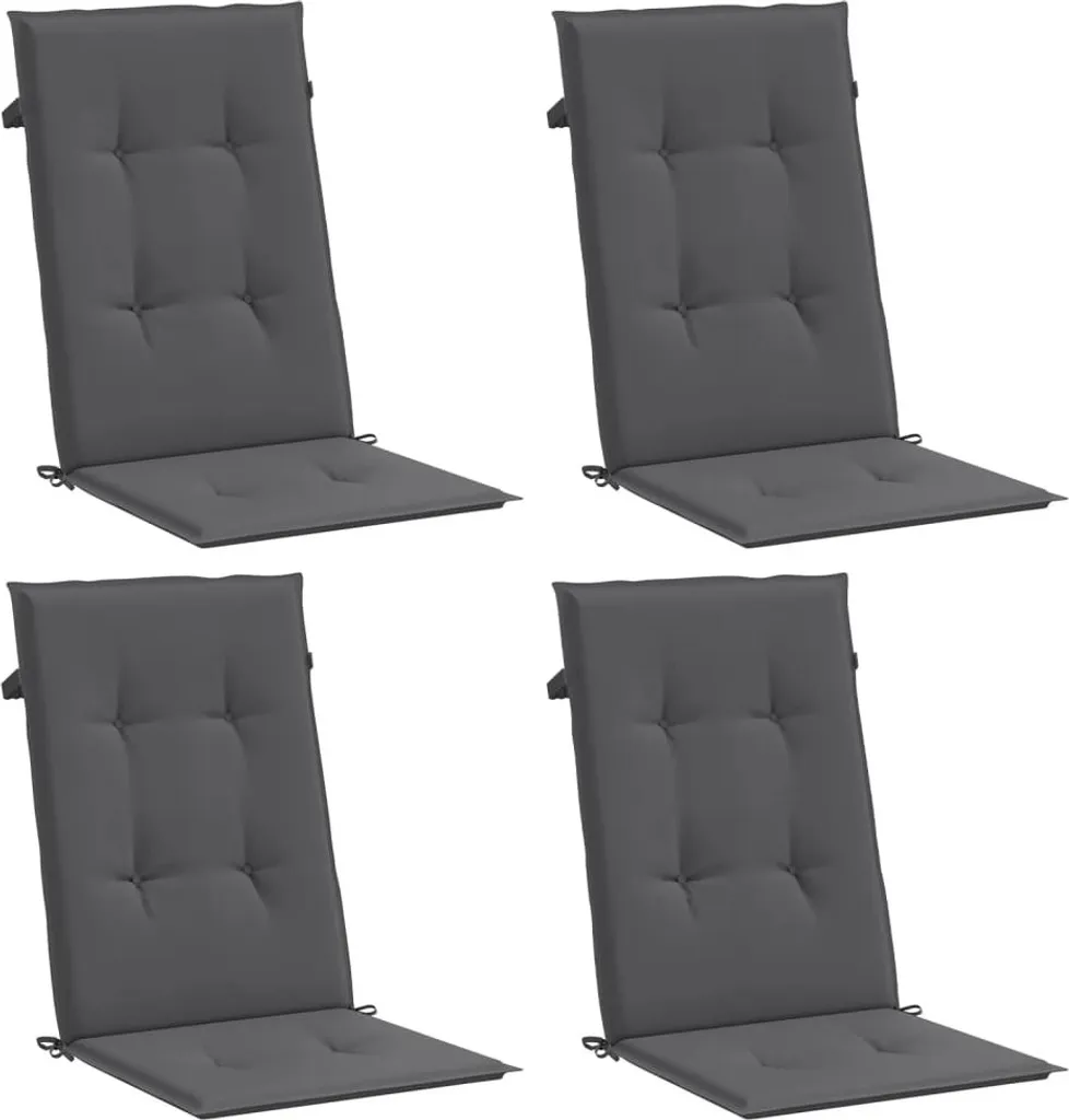 Équipement confort jardin : 4 coussins anthracite hauts dossiers 120 cm