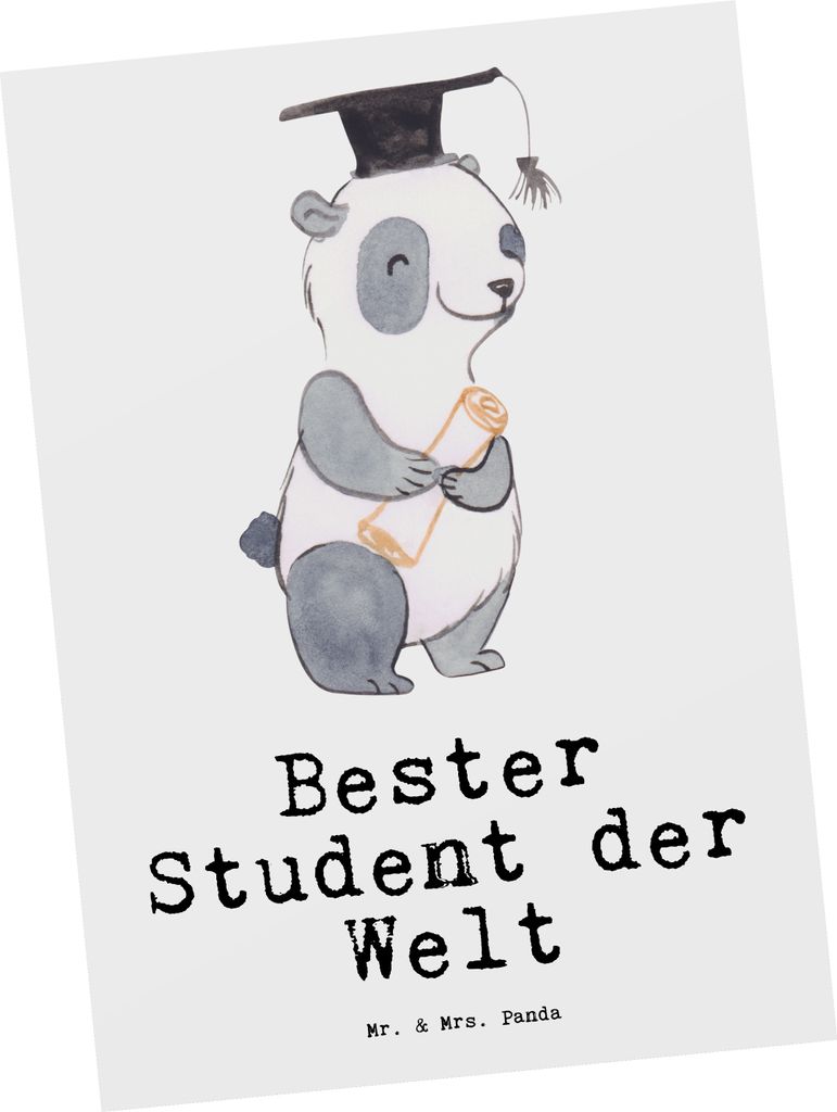 Mr. & Mrs. Panda Postkarte Pinguin Bester Student der Welt - Weiß - Geschenk, Geschenkidee, Spaß, Ansichtskarte, bildkarte, Postkarten, Alumni, G...