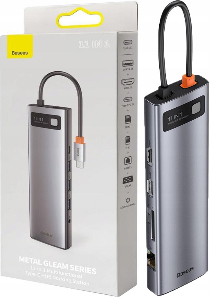 Hub 11W1 Baseus Metal Gleam Series, Usb-C Do 3X Usb 3.0 + Image du produit 