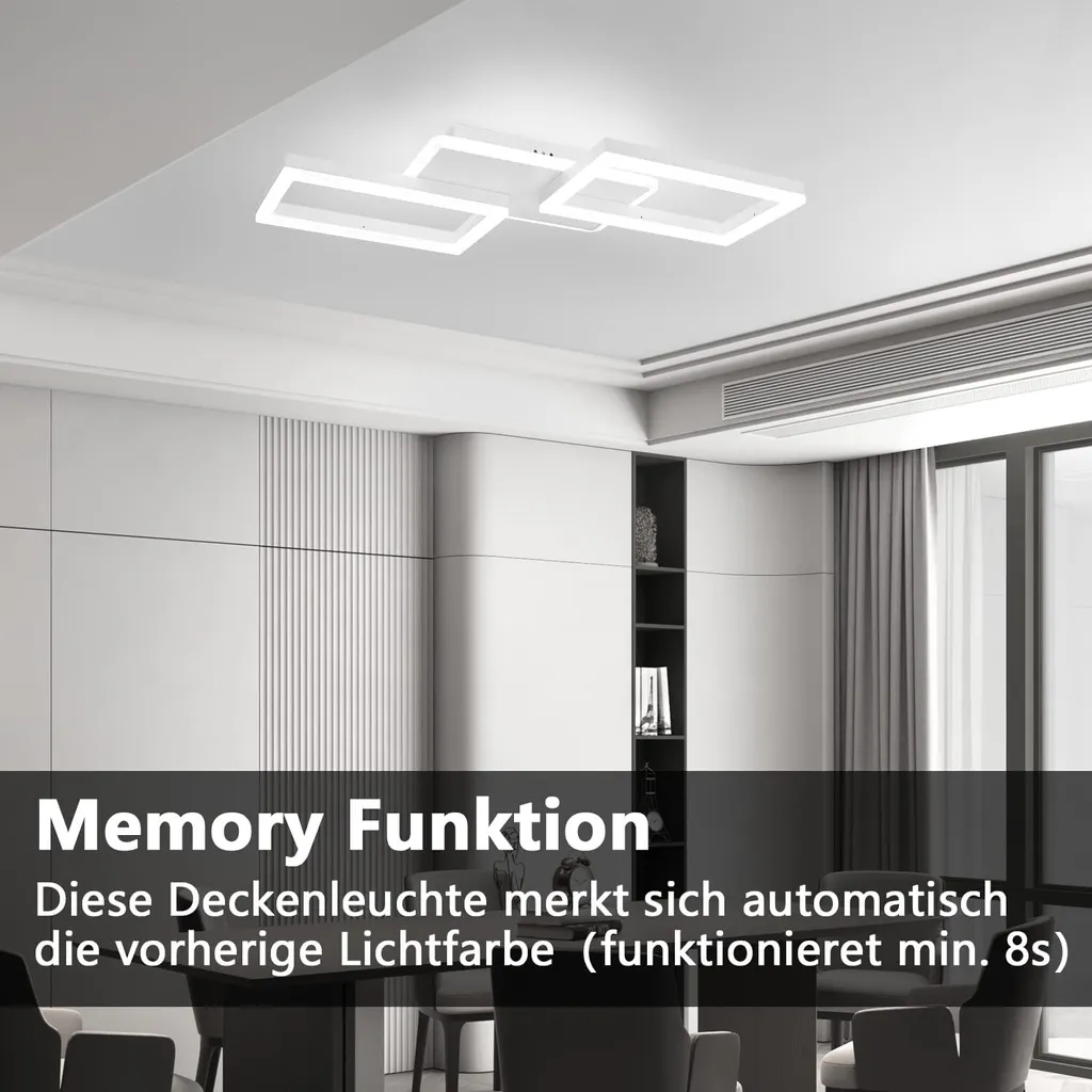 ZMH Plafonnier LED Chambre Dimmable 48W avec Télécommande Design Carré - 6