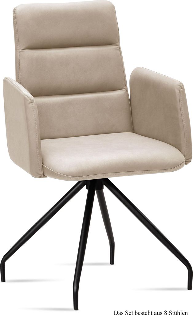 Armlehnstuhl (8er-Set) Devora 52x92x60 Schwarz/Natur