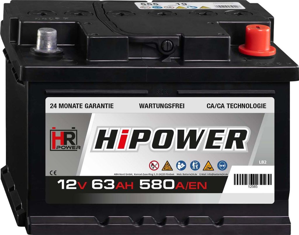 HR HiPower Autobatterie 12V 63Ah