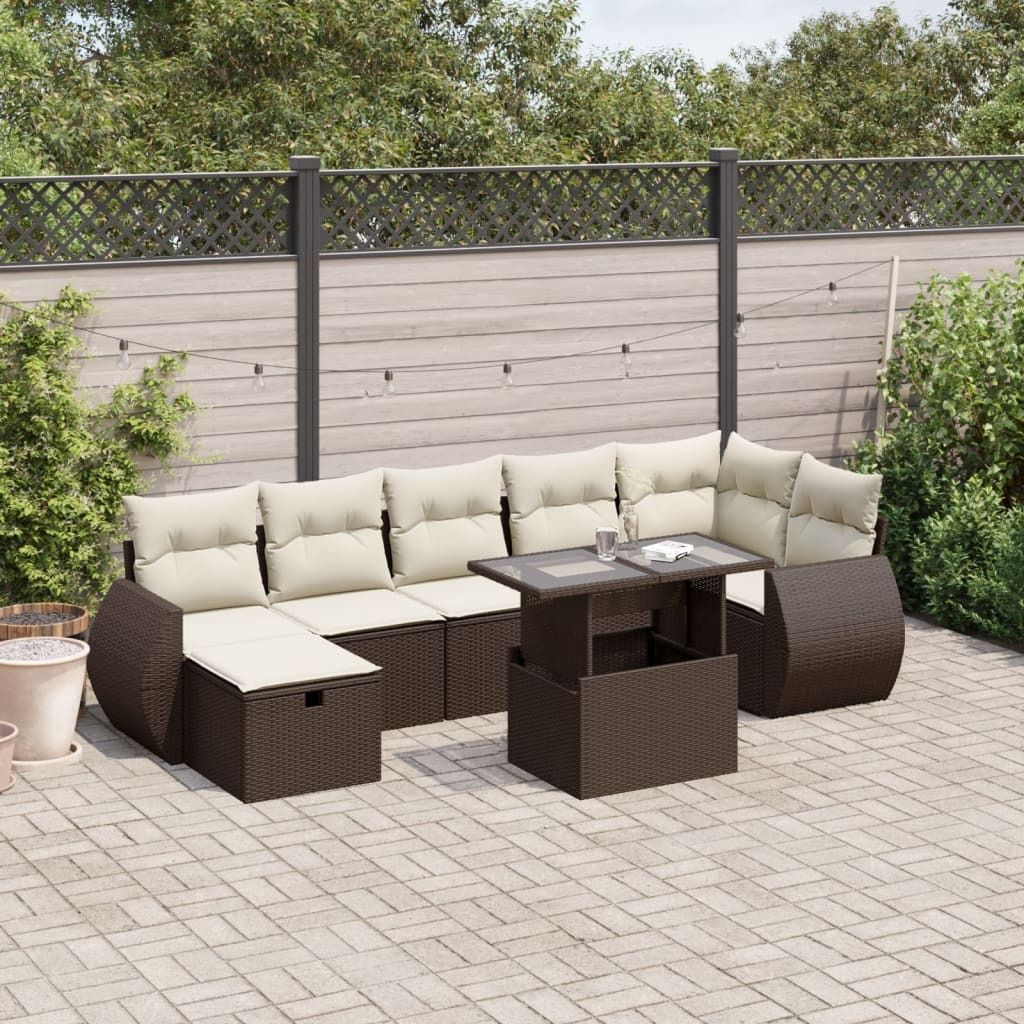 "Rabatt" 8-tlg. Garten-Sofagarnitur - mit sofa - mit Kissen Braun Poly Rattan - Lounge-Dining set CC10696