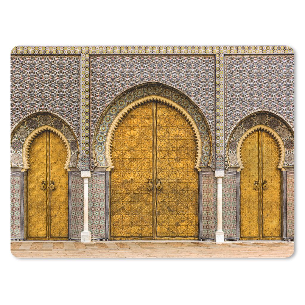 MuchoWow Mauspad Mousepad Türen - Architektur - Gold - Muster 40x30 cm - Mousepads - Maus Mat - Pad - Mausunterlage - Anti Rutsch