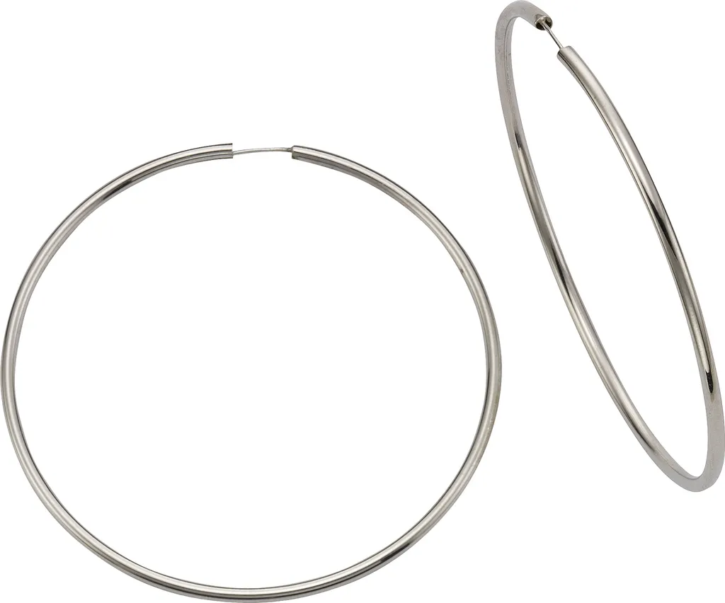 Creoli Grandi in Argento 925 Rodiato 6 cm - Orecchini Cerchio Ufficio