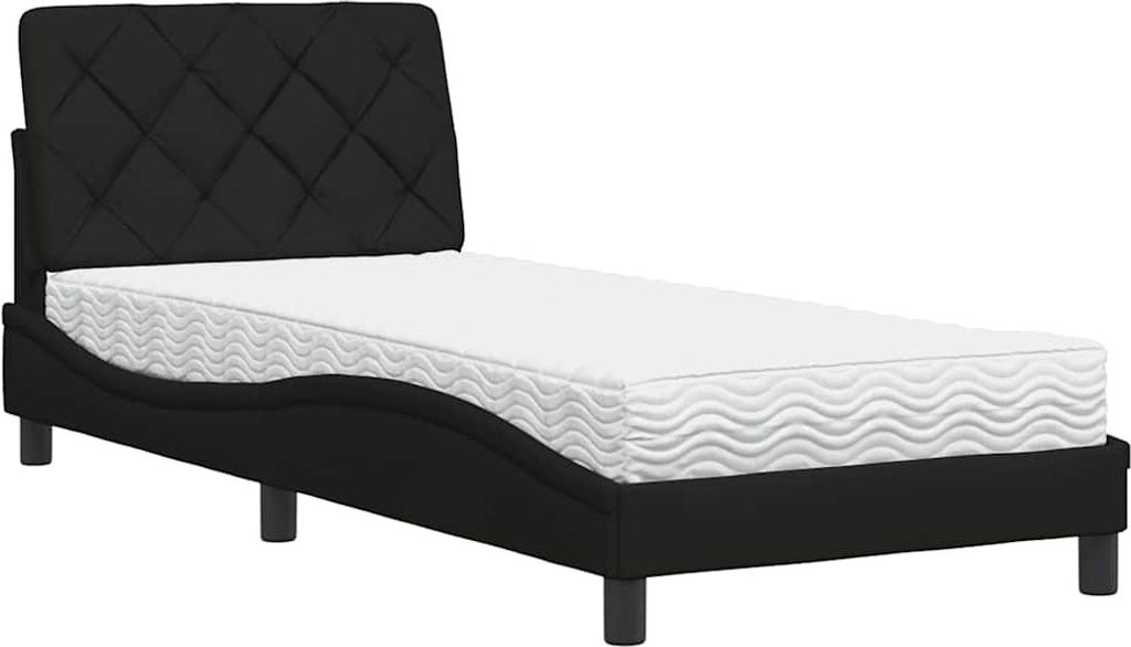 vidaXL Bett mit Matratze Schwarz 80x200 cm Stoff