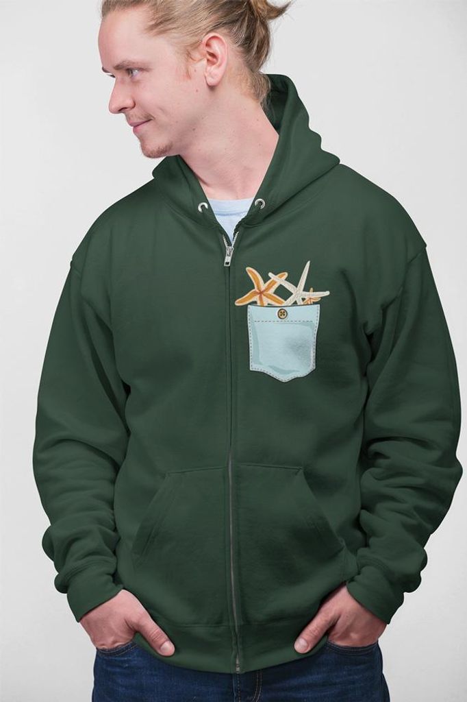 D&B Uni Hoodie ZIPPO00029 Sea Star Waldgrün-Größe XL