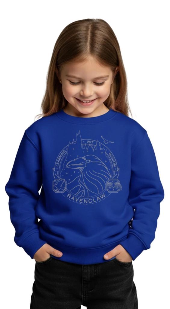 Spreadshirt Harry Potter Ravenclaw Silver Kinder Premium Pullover, 146/152 (10 Jahre), Royalblau