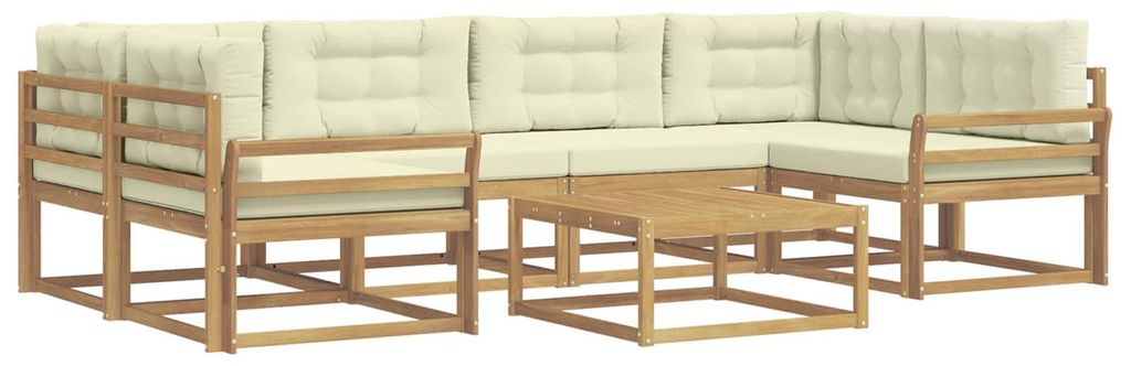 vidaXL Outdoor-Sofagarnitur mit Kissen 5 pcs Weiß und Creme