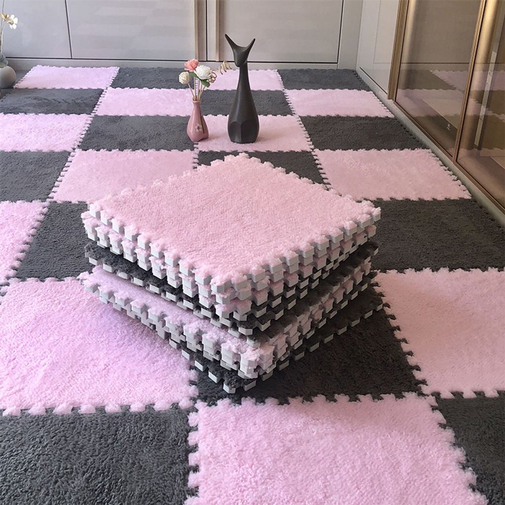 Weiche Plüsch-Kindermatte, Babyspielmatte, Babyspielzeug, Eva-Schaum, Puzzle-Teppich, Kinderzimmer-Spielmatte, 30 x 30 x 0,8 cm (10 Stück)