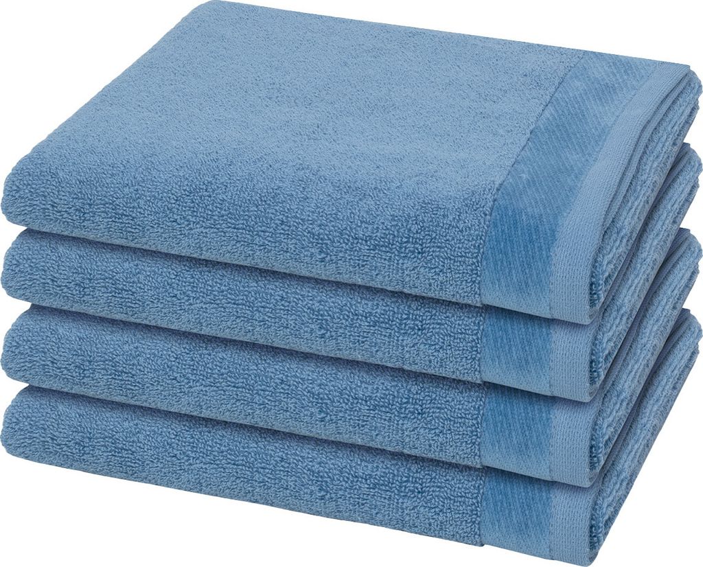 Möve Premium 4 X Handtuch im Set Flauschige Optik und Haptik, Breite, weiche Chenillebordüre, Hochwertiger Kordelaufhänger