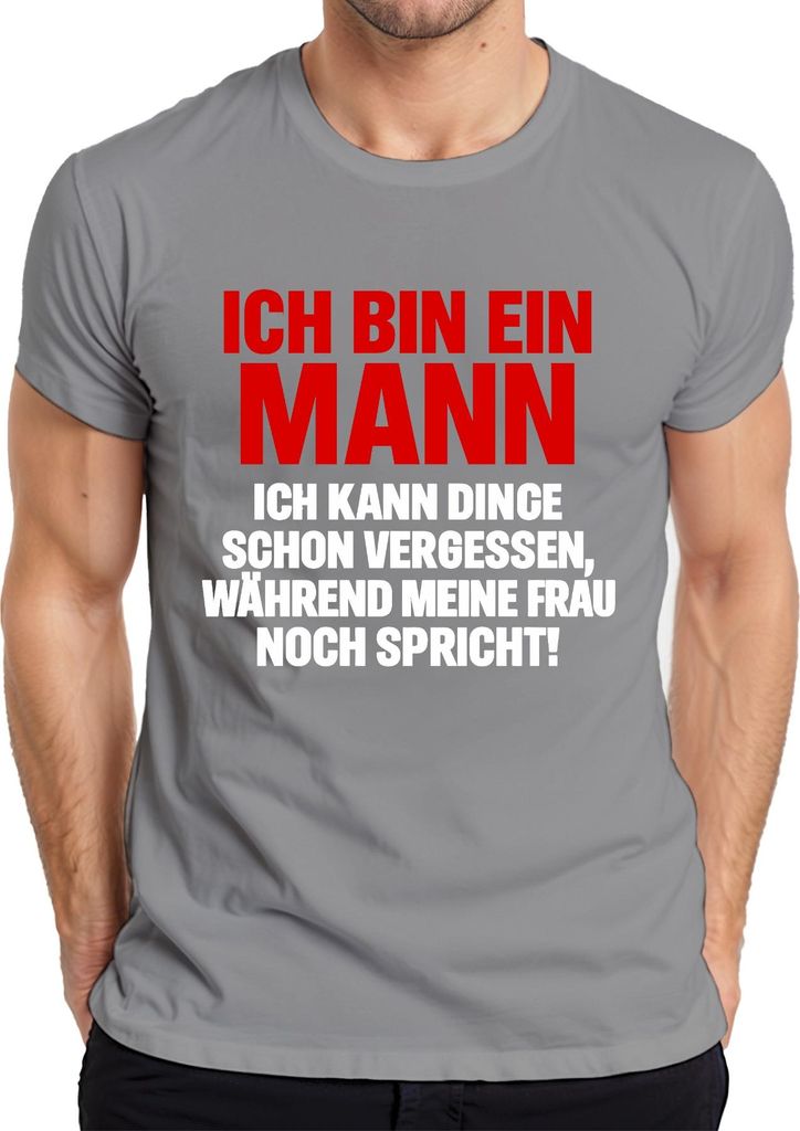 Bin ein Mann vergesse wenn Frau spricht Lustig Geschenk Ehemann Herren T-Shirt, Grau, S