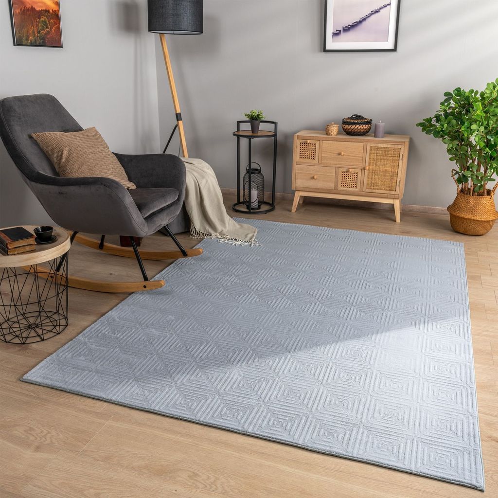 TT Home Wohnzimmer Teppich Esszimmer Kurzflor Geometrische Optik Skandi Boho Unifarben Größe 240x340 cm