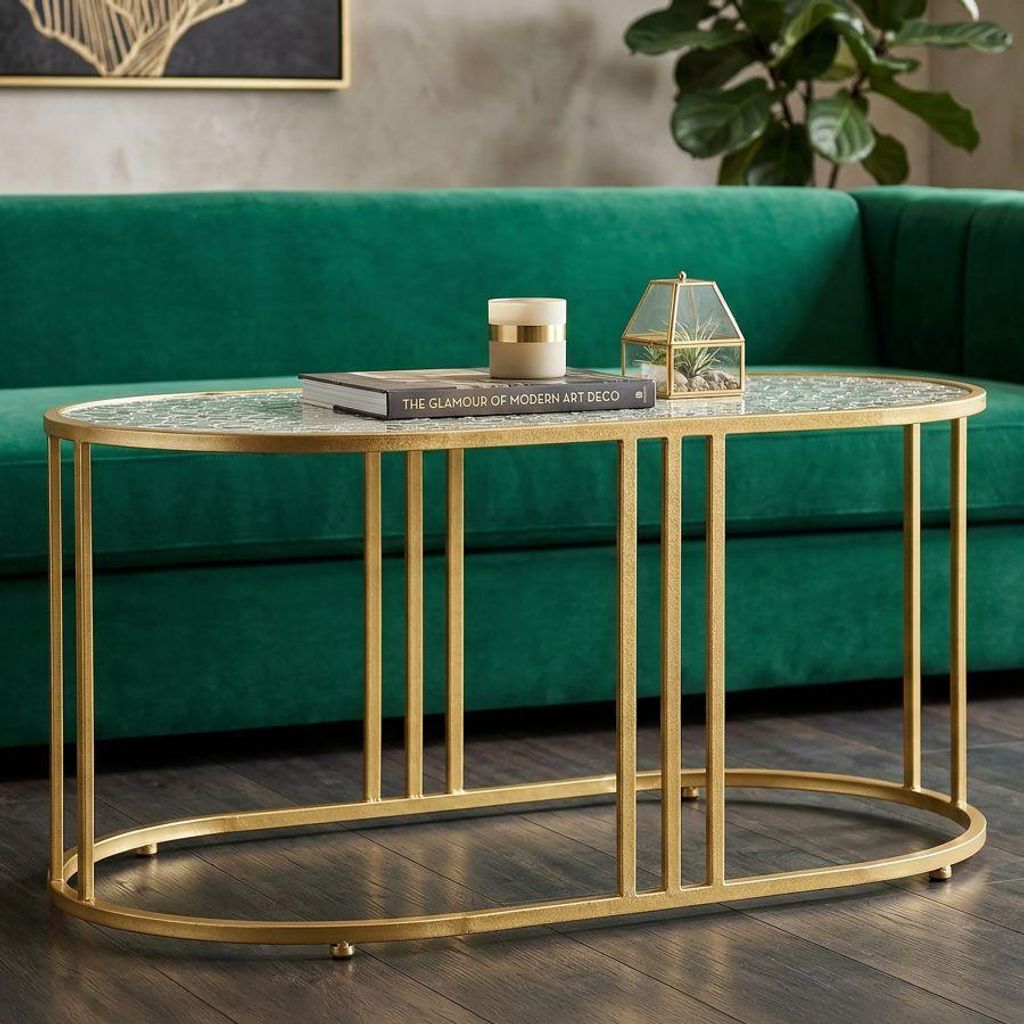 Mesa de centro Antalia: estructura dorada y elegante con Imagen del producto 