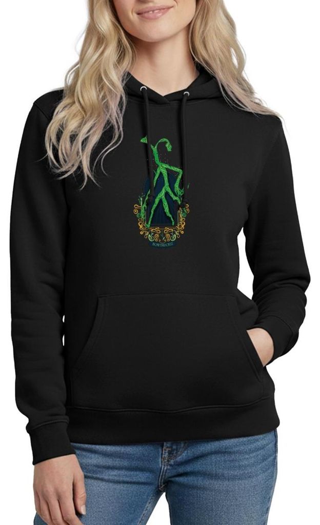 Spreadshirt Phantastische Tierwesen Bowtruckle Damen Hoodie, L, Schwarz