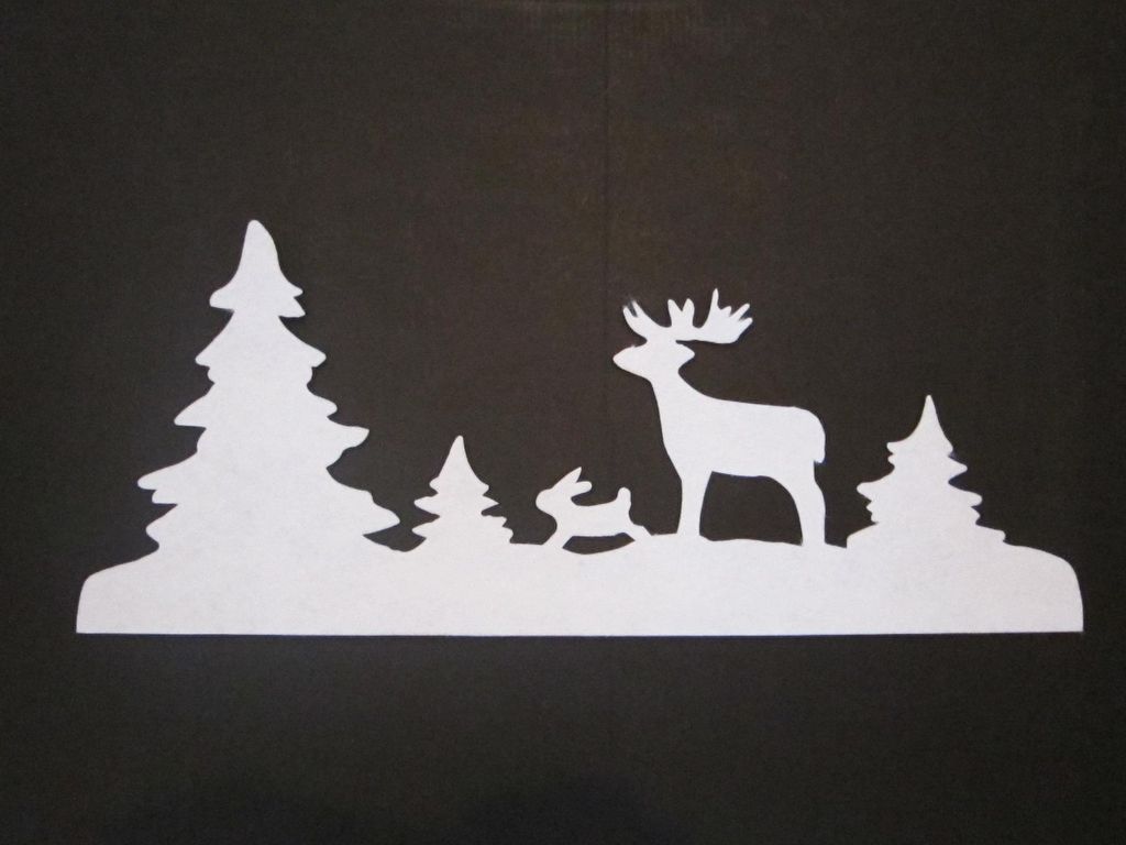 Winterdeko SCHNEE-WALD 2 Stück aus FILZ 50x21cm.
