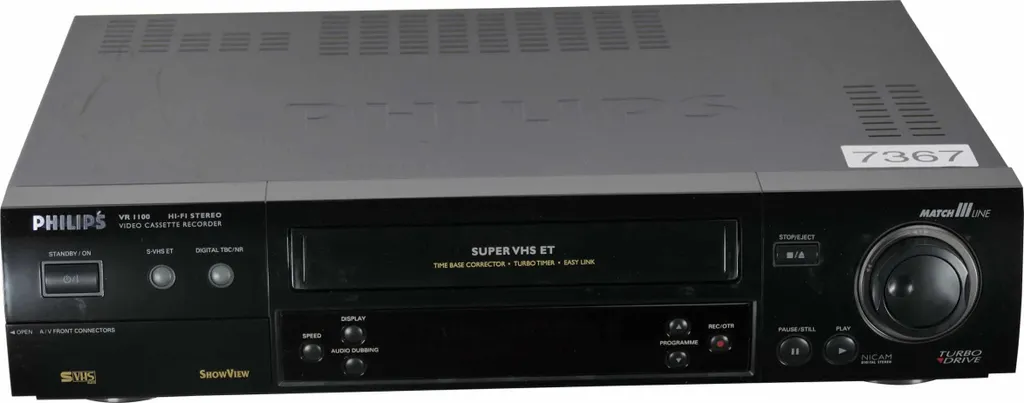 Magnétoscope S-VHS Philips VR1100 Haute Résolution avec Système TBC DNR