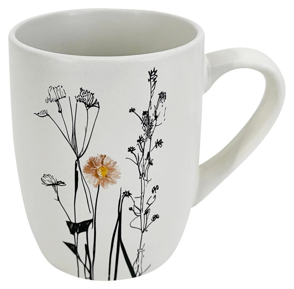 Keramikbecher Cream Garden Color 350ml, creme/schwarz