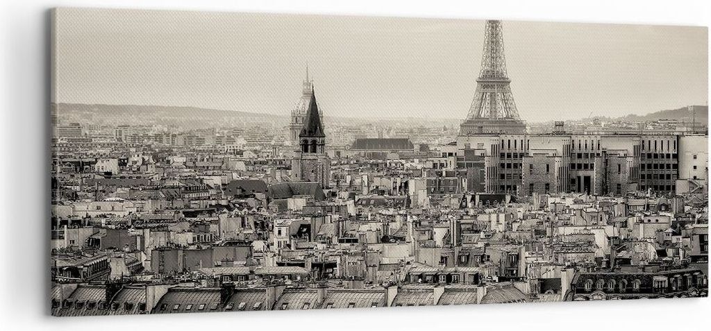 Bild auf Leinwand - Leinwandbild - Paris Stadt Zuhause - 100x40cm - Wand Bild - Wanddeko - Leinwanddruck - Bilder - Kunstdruck - Wanddekoration - L...