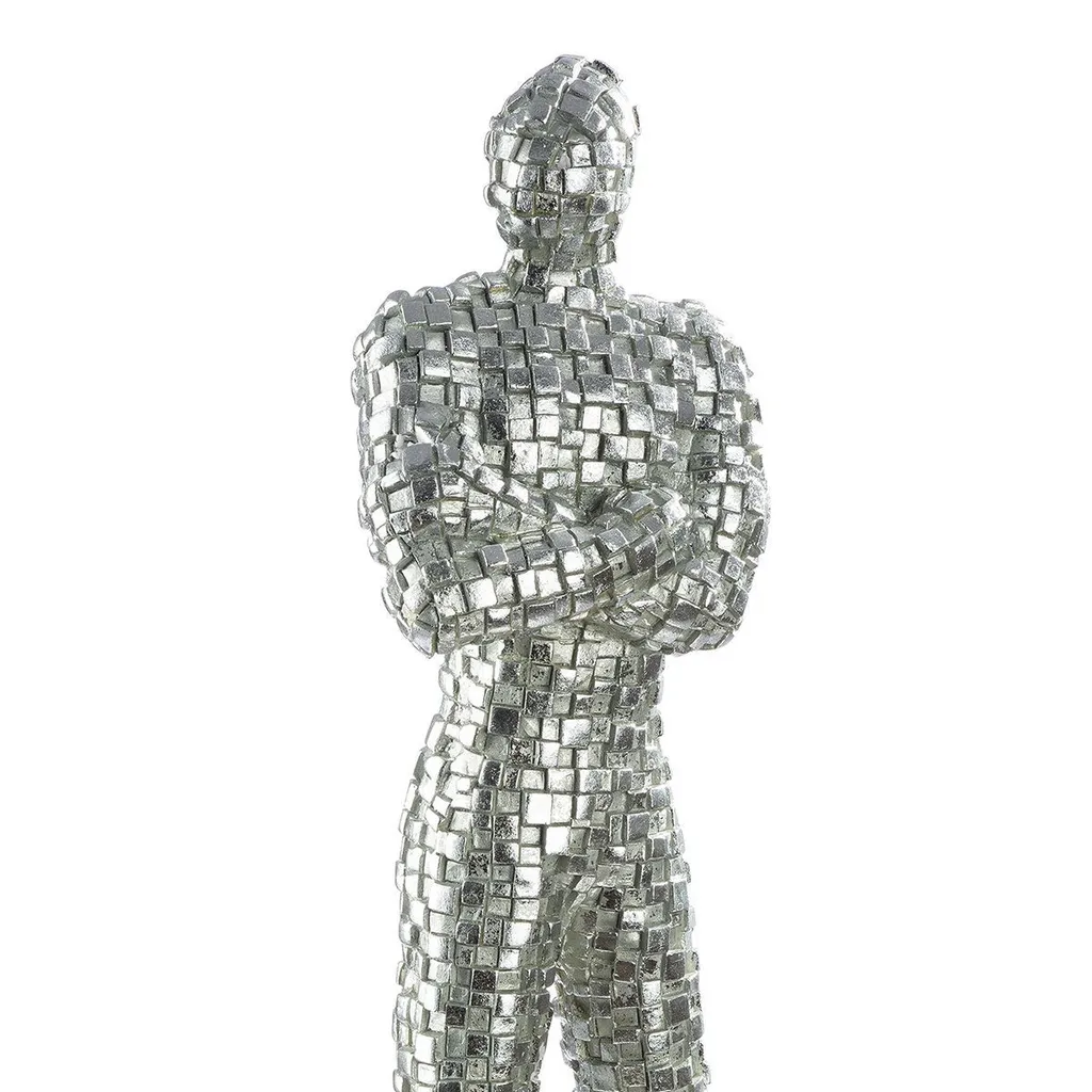 Statue décorative moderne argentée 52cm - Objet d'art abstrait Gilde - 4