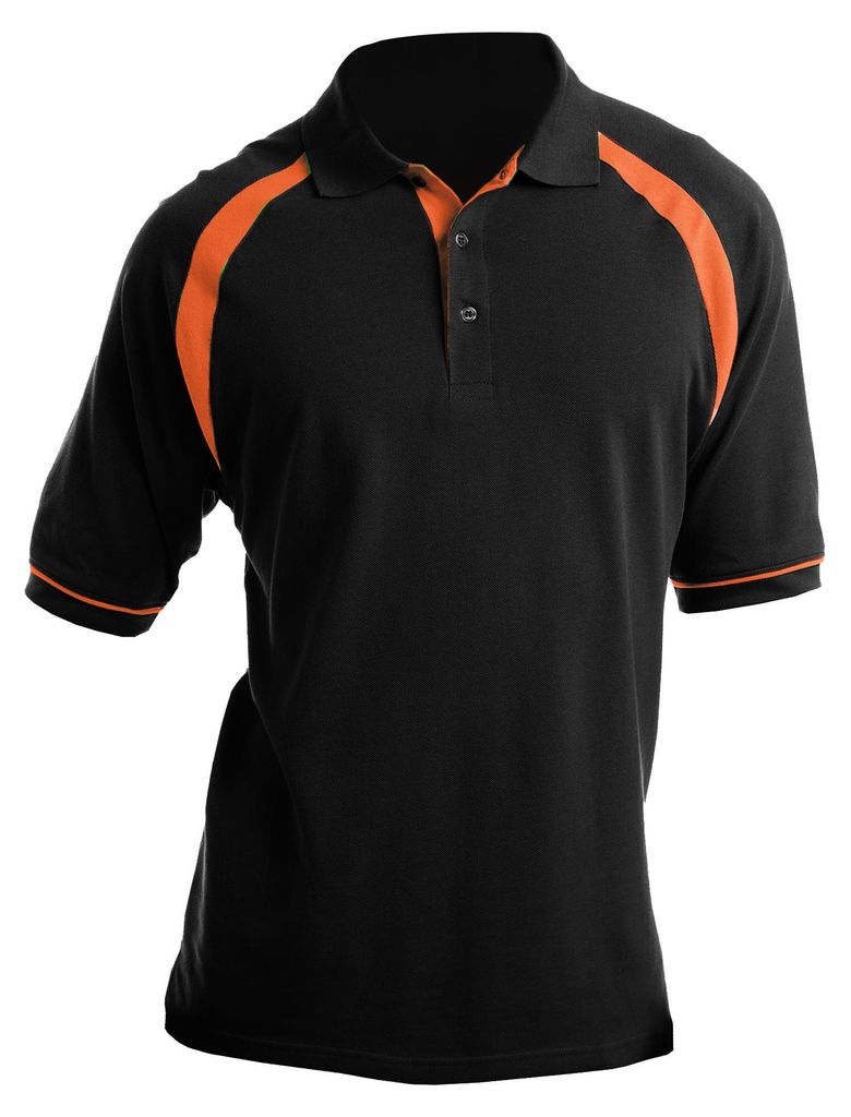 Kustom Kit Oak Hill Herren Polo-Shirt, Kurzarm FK450 (2XL) (Schwarz/Orange)