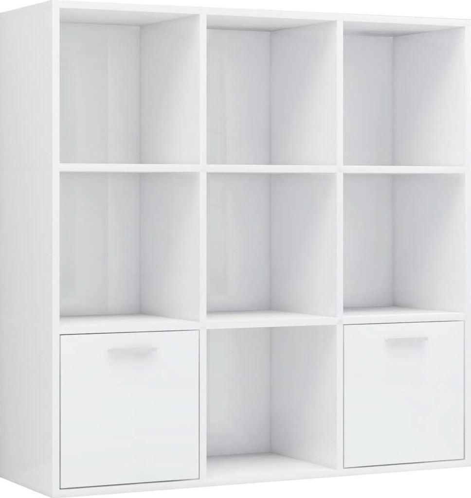 vidaXL Regál na knihy s vysokým leskom biely 98x30x98 cm Obrázok produktu 