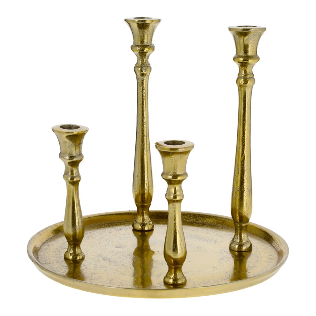Dekokerzenständer Kerzentablett gold massives Aluminium 4 Produktbild 