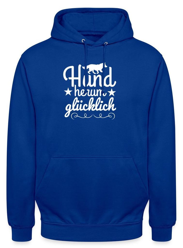 Spreadshirt Hund Herum Glücklich Hundemama Hundepapa Uni Hoodie, M, Royalblau