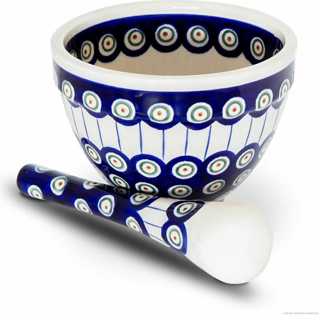 Original Bunzlauer Keramik Mörser mit Stößel im Set, Gewürzmörser zum Mahlen, Zerkleinern & Pürieren von Groß & Klein im Design 8