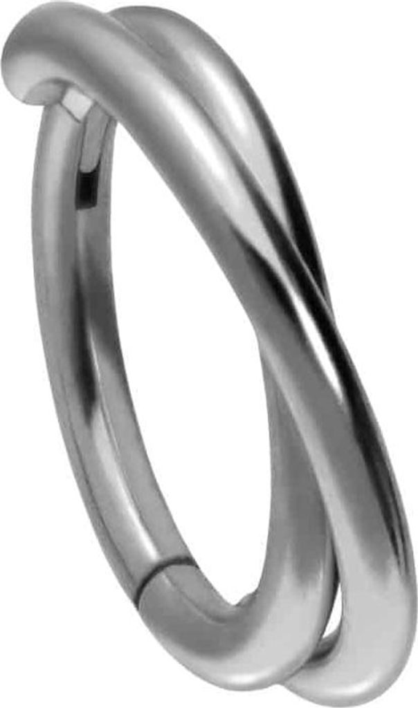 Ohrpiercing, Nasenpiercing, Septum Piercing Titan Segmentring Clicker 2 RINGE ÜBERKREUZT Silber Innendurchmesser: 10mm + Stabstärke: 1,2mm