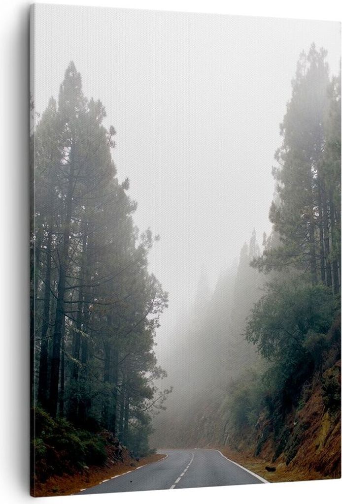 Bild auf Leinwand - Leinwandbild - Einteilig - Weg Nebel Straße - 50x70cm - Wand Bild - Wanddeko - Wandbilder - Leinwanddruck - Kunstdruck - Wandd...