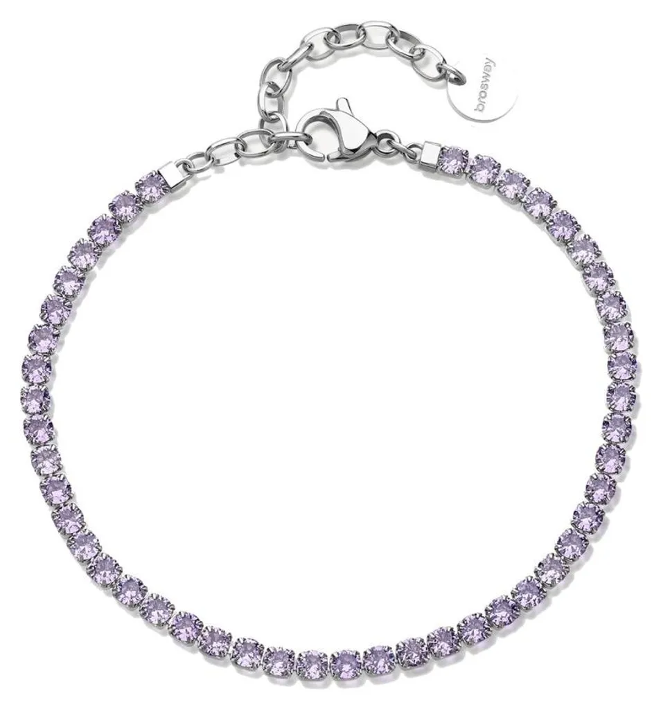 Bracelet Rivière de Diamants Lilas en Acier Inox pour Femme Desideri