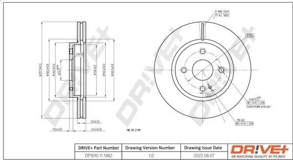 Disque de Frein Haute Performance DP1010.11.1482 pour Essieu Avant 2