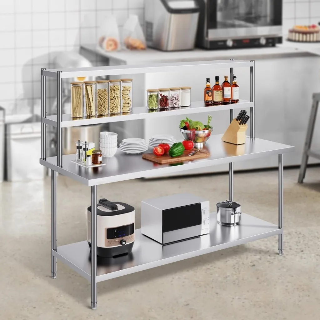 Surétagère double inox robuste 1829mm pour poste de travail - 8