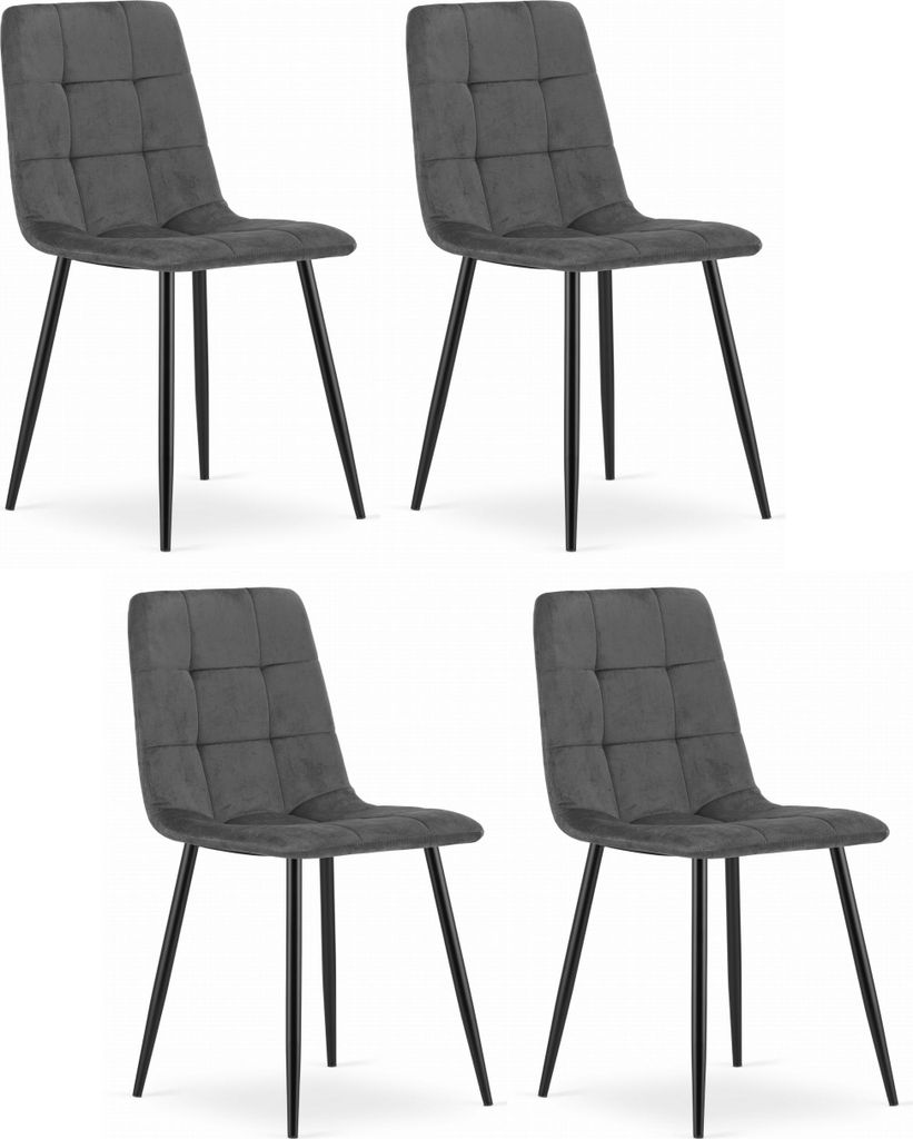 CETARA Stuhl dunkelgrau, gepolstert mit Velours, Metallbeine, 4 Stück, für Wohnzimmer, Büro, Schlafzimmer, Maße 45x87x51 cm, Belastbarkeit bis ...