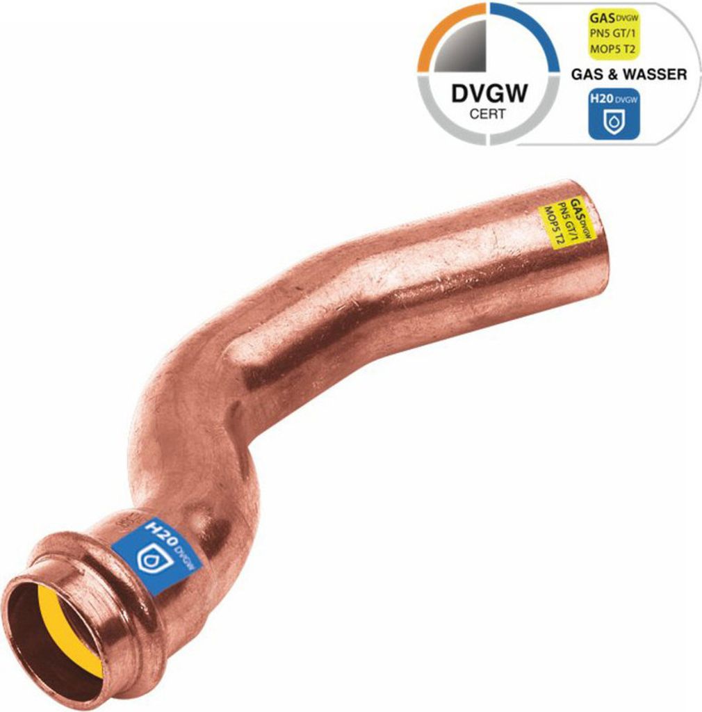 Sanpro Pressfitting Kupfer Bogen Sprungbogen innen - außen, Größe V 12 (Kupfer)