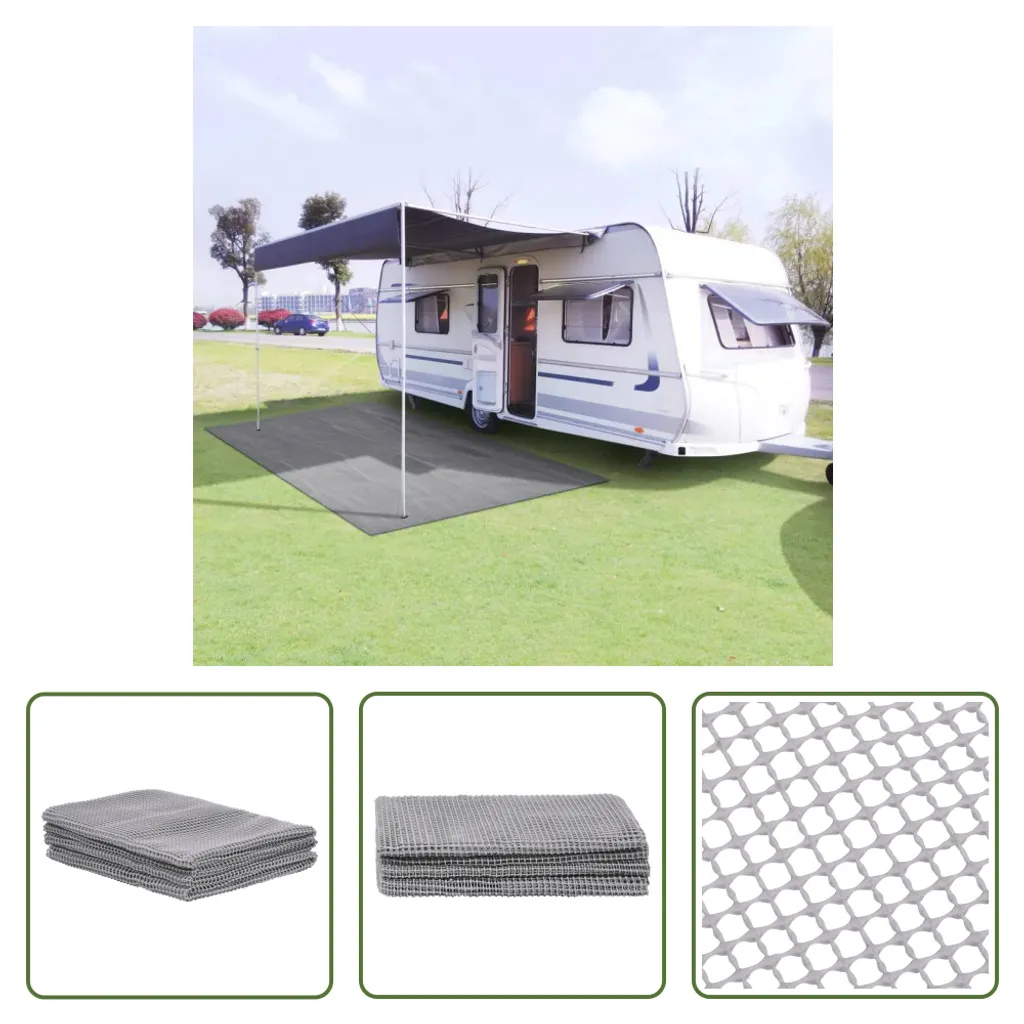 Tapis de sol de camping 250x550 cm résistant et respirant gris clair - 5