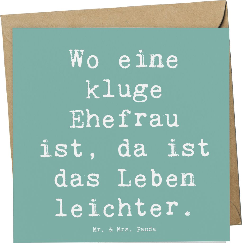 Mr. & Mrs. Panda Glückwunschkarte Spruch Kluge Ehefrau - Meeresbrise - Geschenk, anlasskarte, Familie, persönliche Erinnerungen, doppelkarte, Gru...