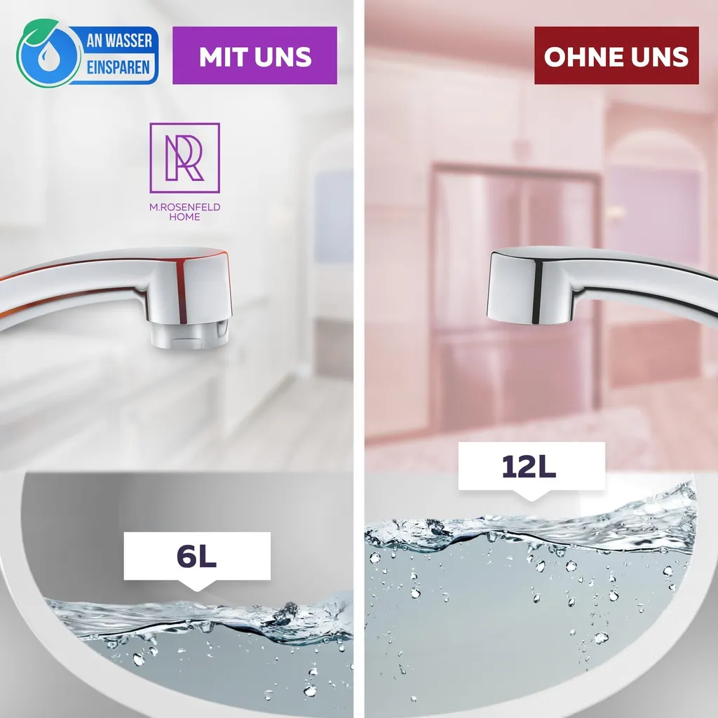 Aeratore a risparmio idrico M24 portata d'acqua 5 l/min - Filtro per rubinetto anticalcare ad alta tecnologia con filtro sferico - Aeratore in ottone cromato - Attacco per aeratore per rubinetti - 4