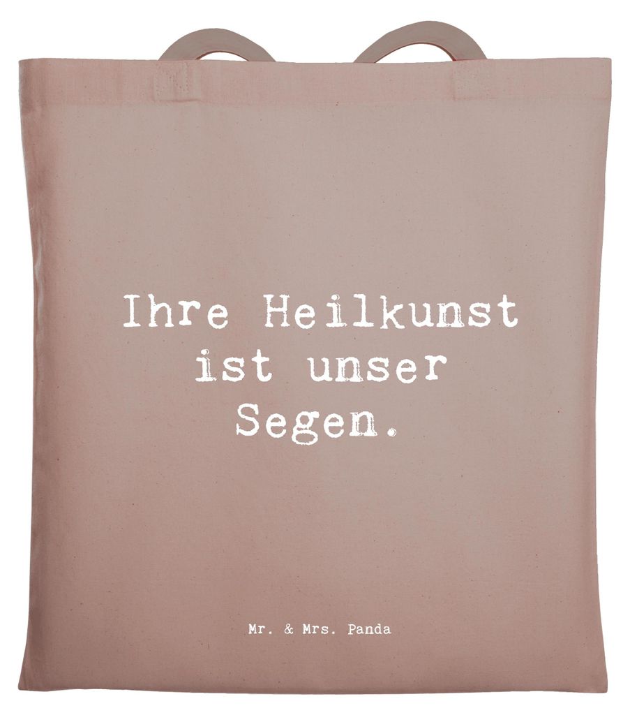Mr. & Mrs. Panda Beutel Spruch Arzt Segen - Braun Pastell - Geschenk, Anerkennung, Sorge, Aufmerksamkeit, Jutebeutel, Wertschätzung, Lächeln, Pfl...