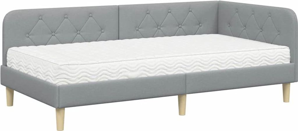 vidaXL Eckbettgestell Hellgrau 100 x 200 cm Stoff