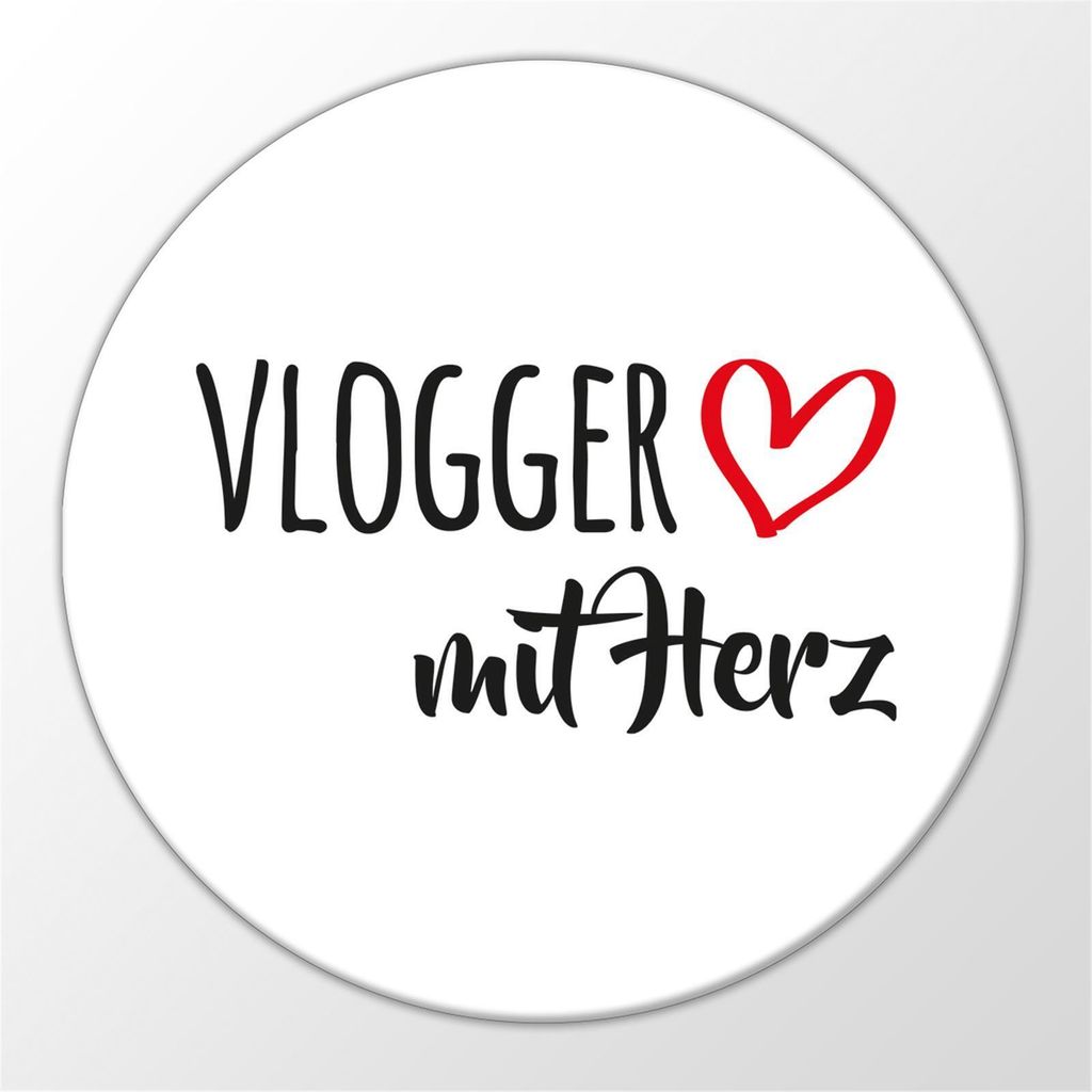 Huuraa Magnet Vlogger mit Herz 59mm Kühlschrankmagnet rund Flaschenöffner Geschenkidee