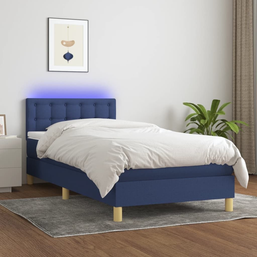 Maison Exclusive - Boxspringbett mit Matratze & LED Blau 80x200 cm Stoff