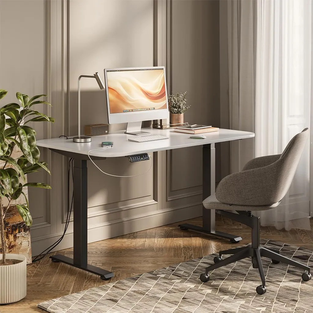 Bureau Assis-Debout Motorisé 140x80cm Vicco Elevate Design Bicolore